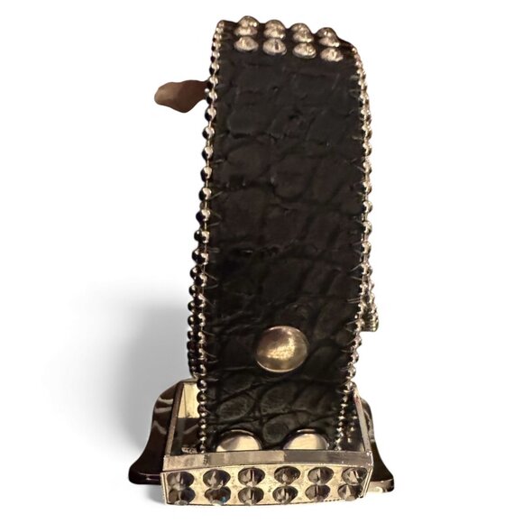 Rhinestone Covered Black Leather Belt – 40” – 1.5” Width – Genuine Leather - Picture 5 of 5